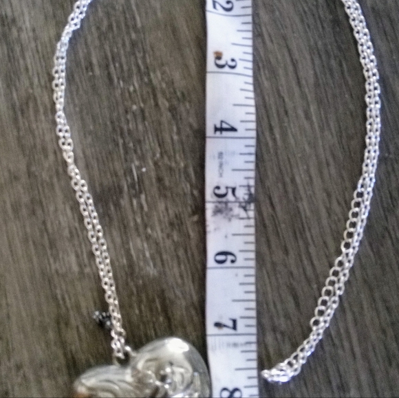 Oversized heart. Silvertone. 2"heart with 15" chain. $16.00 - Picture 3 of 6